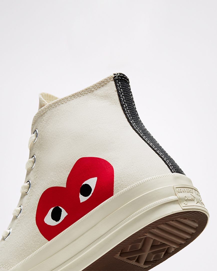 Tenisky Vysoke Converse x Comme des Garçons PLAY Chuck 70 Panske Biele Červené | SK DPG11U0